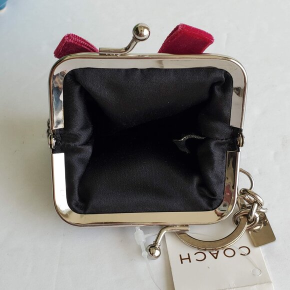 NWT Coach Soho Tweed Mini Kisslock Pouch/Key Fob - Black & White - Picture 12 of 12